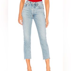 AGOLDE Riley High Rise Crop in Zephyr Size 27